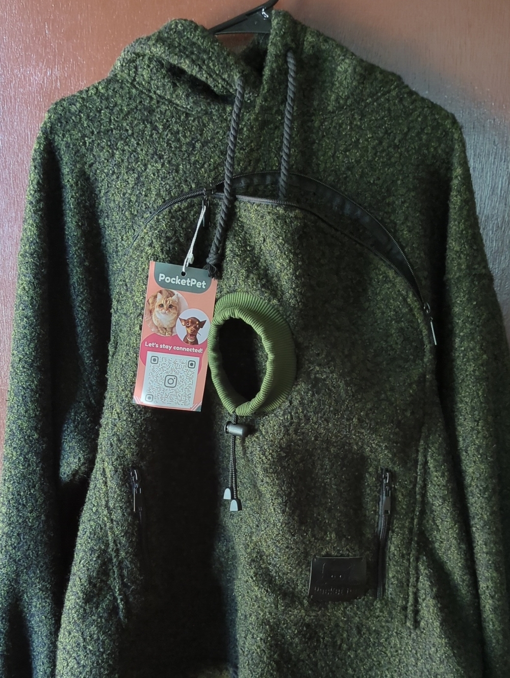 Women's Olive Green Hooded Pet Carrier Jacket